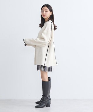 earth music&ecology ライン入りハイネックニットチュニック Light Gray Mixture
