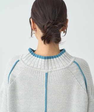 earth music&ecology ライン入りハイネックニットチュニック Light Gray Mixture