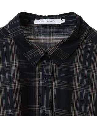 AMERICAN HOLIC イージーケアショート丈チェックシャツ Black