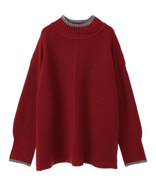 earth music&ecology ライン入りハイネックニットチュニック Light Gray Mixture