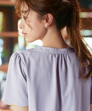 Tiaclasse 【選べる2Type】スキッパーシャツチュニック 半袖ライトグレー