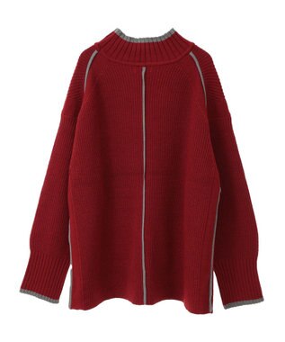 earth music&ecology ライン入りハイネックニットチュニック Light Gray Mixture