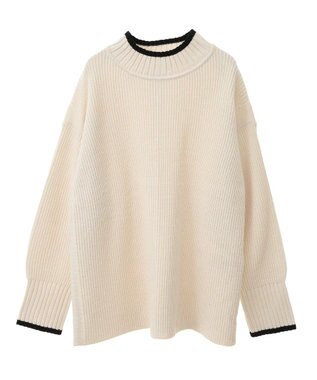 earth music&ecology ライン入りハイネックニットチュニック Light Gray Mixture