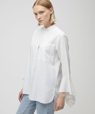 BEIGE， PERSIMMON / バンドカラーシャツ White