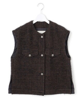 ICB フェザーツイード ベスト ブラウン×ブラック系