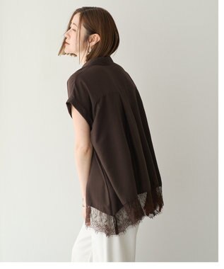 YECCA VECCA 裾レーススキッパーシャツ Brown