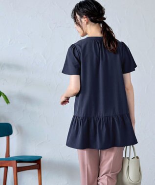 Tiaclasse 【選べる2Type】スキッパーシャツチュニック 半袖ネイビー