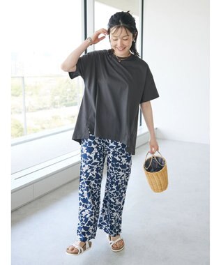 CRAFT STANDARD BOUTIQUE インド綿総柄イージーパンツ Navy