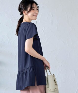 Tiaclasse 【選べる2Type】スキッパーシャツチュニック 半袖ネイビー
