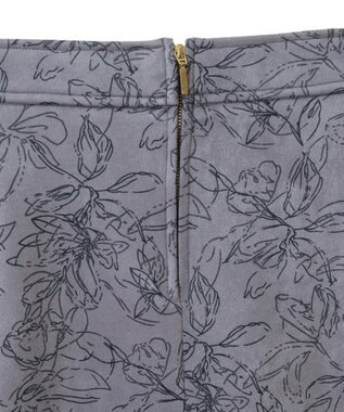 YECCA VECCA フラワー柄フェイクスエードスカート Charcoal Gray