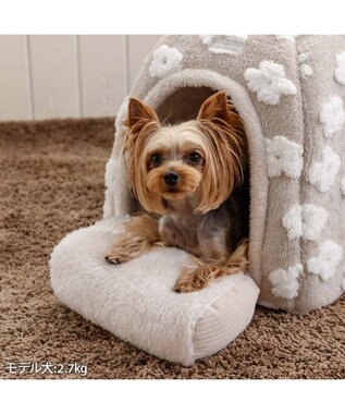 PET PARADISE ペットパラダイス 遠赤外線  ボアハウス 《お花柄》 小型犬 ベージュ