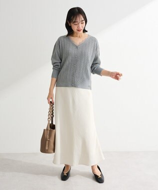Green Parks レースドッキングニットカーディガン Gray Mixture