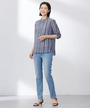 J.PRESS LADIES S 【洗える】BASIC STRETCH DENIM スキニー パンツ ブリーチ系