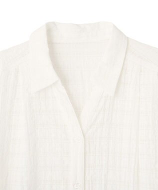 Green Parks シアーチェックシャツワンピース Off White