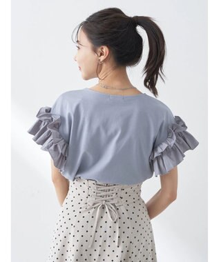 earth music&ecology フリルスリーブカットソー Off White