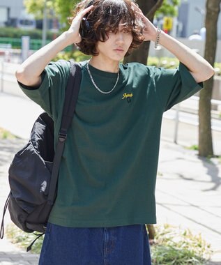 WEGO 【ユニセックス着用ITEM/綿100%/SMLサイズ展開】リラックスフィットワンポイントT（S） ダークグリーン