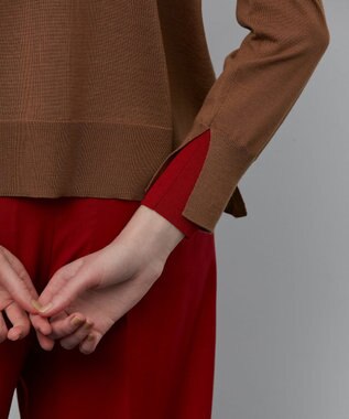 BEIGE， 【S-size】LA MONNAIE / クルーネックニット Red×Camel