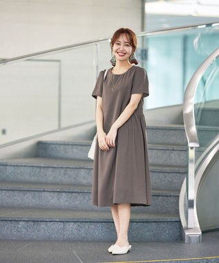 Tiaclasse 【洗える】サイド切替ワンピース モカ