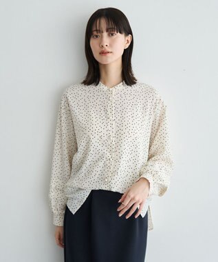 YECCA VECCA 2way裾アレンジパール釦ブラウス Dot