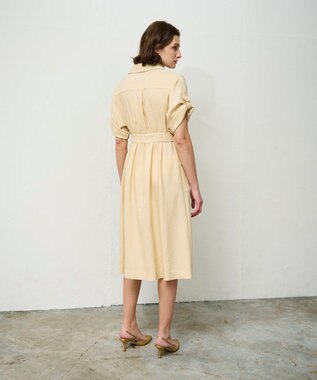 GRACE CONTINENTAL リネンタッチサファリドレス ベージュ