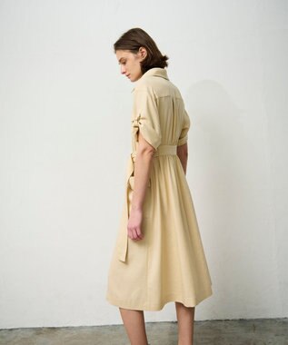 GRACE CONTINENTAL リネンタッチサファリドレス ベージュ