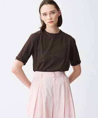 uncrave トリコットシフォン ハーフスリーブカットソー ブラウン