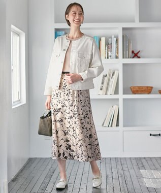 自由区 【XSサイズ～/洗える】グラデーションフラワープリントマーメイドライン スカート ベージュ系5