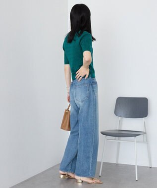 AMERICAN HOLIC ケーブル5分袖ニットプルオーバー Green