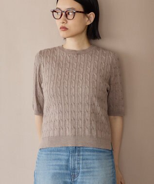 AMERICAN HOLIC ケーブル5分袖ニットプルオーバー Beige