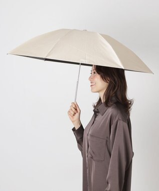 MOONBAT 【 遮光率100％/遮熱/UV/軽量】MACKINTOSH PHILOSOPHY(マッキントッシュフィロソフィー)晴雨兼用日傘 無地 シャンブレーBarbrella バーブレラ 折りたたみ傘 フワクール生地使用 ベージュ