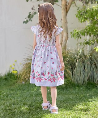 ANY KIDS 【WEB限定柄有】総柄 サマー ワンピース サックスブルー系イチゴ