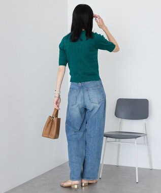 AMERICAN HOLIC ケーブル5分袖ニットプルオーバー Green