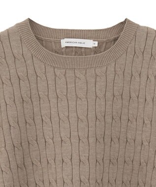 AMERICAN HOLIC ケーブル5分袖ニットプルオーバー Beige