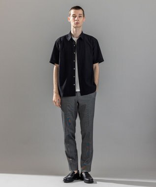 JOSEPH HOMME 新素材【通気性/ストレッチ】トリコサッカーストレッチ 　レギュラーカラー半袖シャツ ブラック系