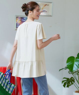 Tiaclasse 【選べる2Type】スキッパーシャツチュニック 半袖エクリュ