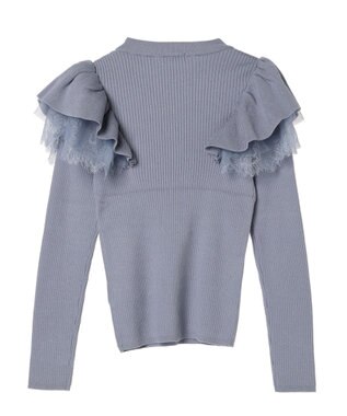 earth music&ecology ショルダーチュールレースプルオーバー Blue