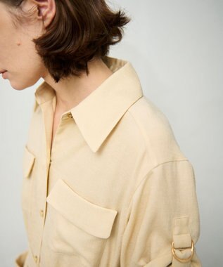 GRACE CONTINENTAL リネンタッチサファリドレス ベージュ