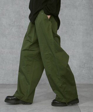 WEGO 【ウエストゴム/ユニセックス着用ITEM】サイドスリットコンバットパンツ オリーブ