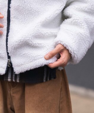 WEGO 【2025年秋冬新作アイテム/ユニセックス着用ITEM/SMLサイズ展開】ボアブルゾン オフホワイト