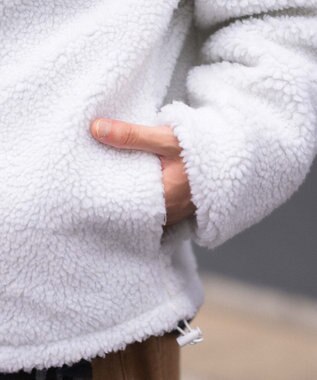 WEGO 【2025年秋冬新作アイテム/ユニセックス着用ITEM/SMLサイズ展開】ボアブルゾン オフホワイト