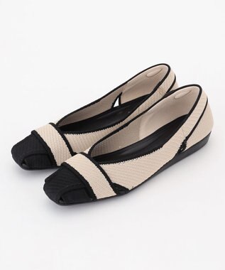 steppi スクエア グルカ パンプス ベージュ×ブラック