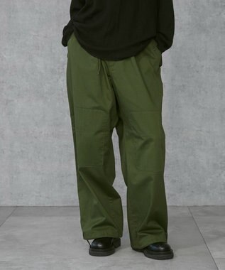 WEGO 【ウエストゴム/ユニセックス着用ITEM】サイドスリットコンバットパンツ オリーブ