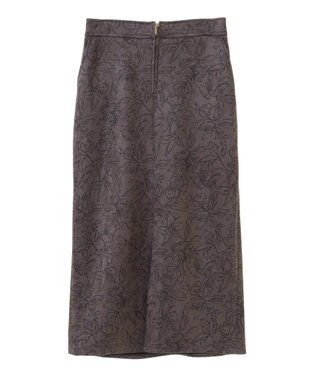 YECCA VECCA フラワー柄フェイクスエードスカート Charcoal Gray