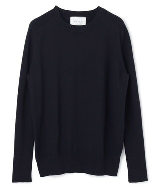 BEIGE， 【WEB限定・洗える】WILLOW / ストレッチクルーネックリブニット Navy