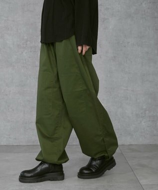 WEGO 【ウエストゴム/ユニセックス着用ITEM】サイドスリットコンバットパンツ オリーブ