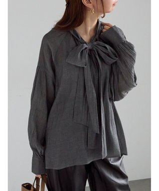 Te chichi シアーデニムボウタイブラウス ブラック