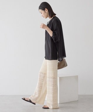 AMERICAN HOLIC スキッパーギャザーブラウス Black