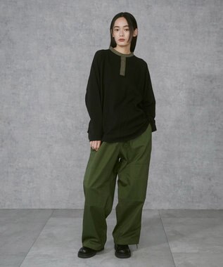 WEGO 【ウエストゴム/ユニセックス着用ITEM】サイドスリットコンバットパンツ オリーブ