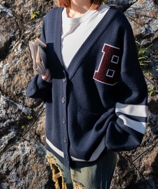 WEGO レタードカーディガン ネイビー