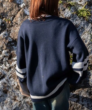 WEGO レタードカーディガン ネイビー